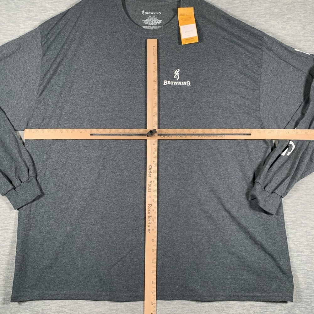 Browning Shirt Mens 3XL Gray Long Sleeve Flag Firearms Graphic Tee Hunting - Picture 7 of 12